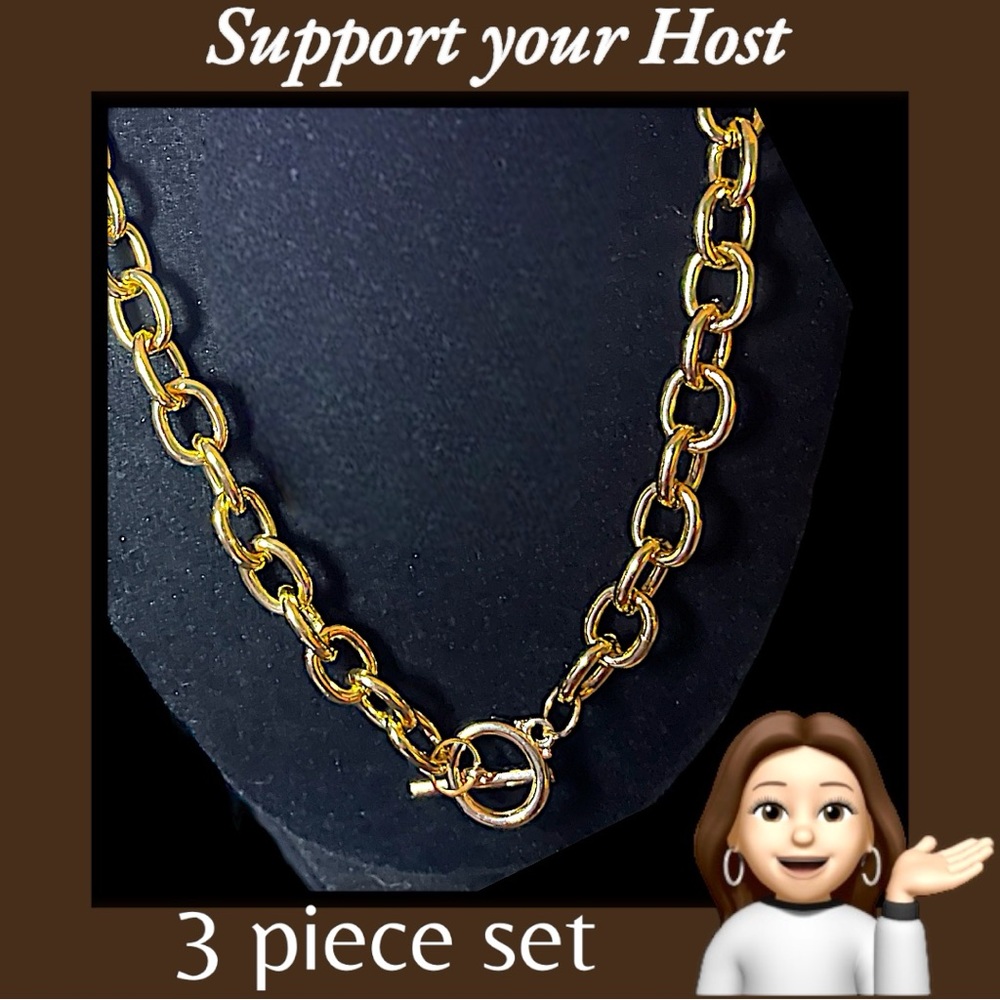 Host support! 3 piece set lightweight gold tone necklace, bracelet and earrings - Picture 5 of 7